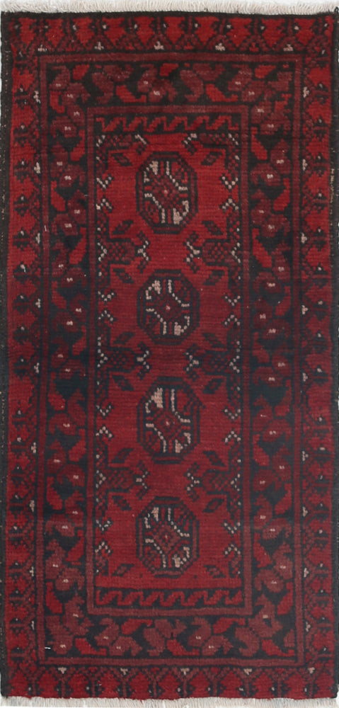 Ivory Hand-Knotted Afghan Tribal Geometric Wool Rug - 1'6" x 3'2"