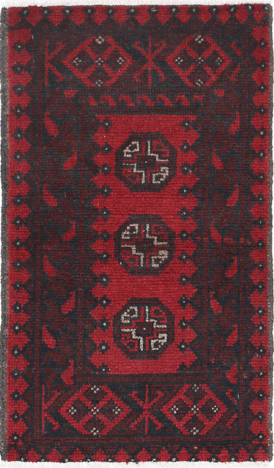 Ivory Hand-Knotted Afghan Tribal Geometric Wool Rug - 1'8" x 3'0"