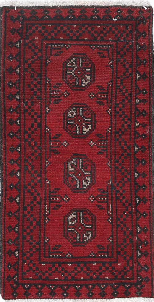 Ivory Hand-Knotted Afghan Tribal Geometric Wool Rug - 1'5" x 3'0"