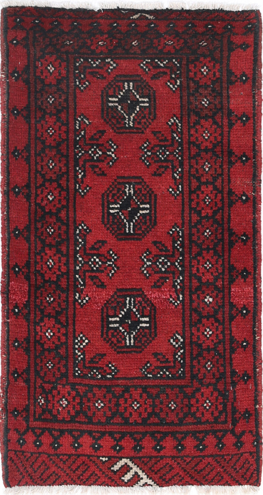 Ivory Hand-Knotted Afghan Tribal Geometric Wool Rug - 1'6" x 3'0"