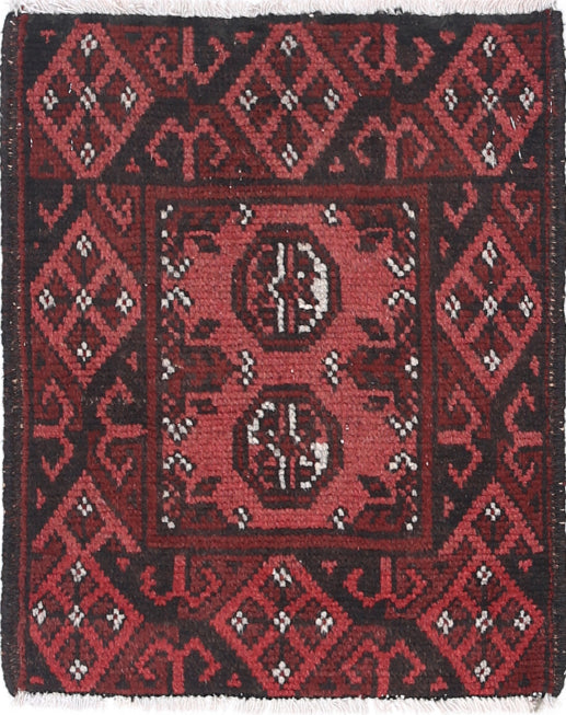 Ivory Hand-Knotted Afghan Tribal Geometric Wool Rug - 1'6" x 2'0"