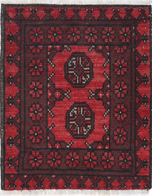 Ivory Hand-Knotted Afghan Tribal Geometric Wool Rug - 1'6" x 2'0"