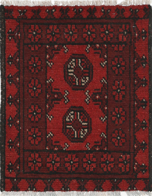 Ivory Hand-Knotted Afghan Tribal Geometric Wool Rug - 1'6" x 1'11"