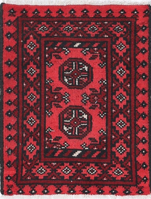 Ivory Hand-Knotted Afghan Tribal Geometric Wool Rug - 1'6" x 2'0"