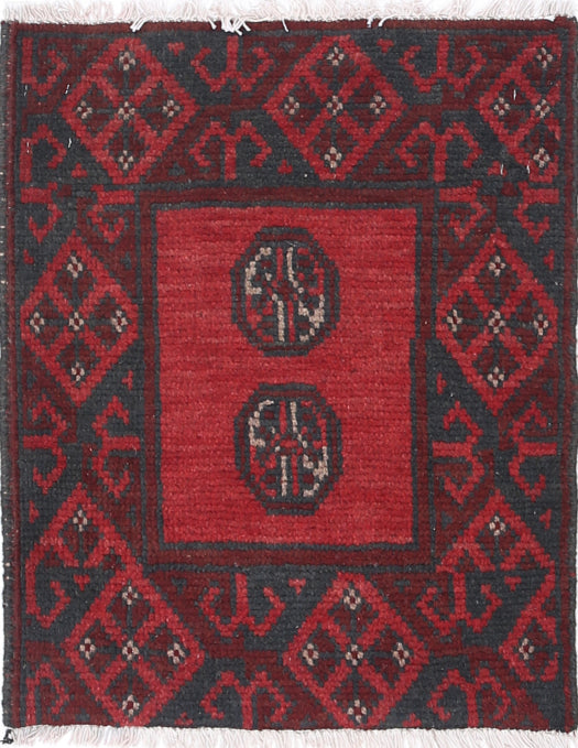 Ivory Hand-Knotted Afghan Tribal Geometric Wool Rug - 1'6" x 2'0"