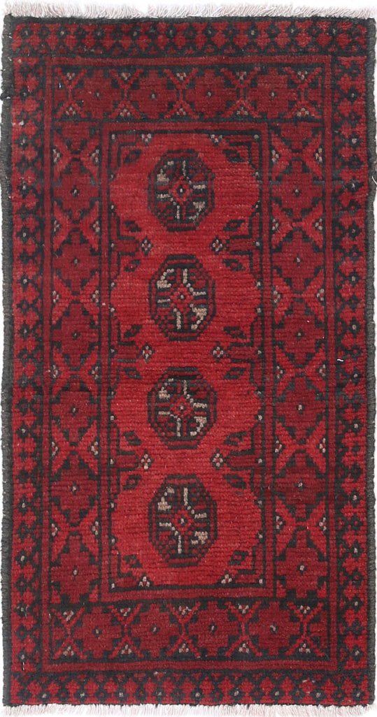 Ivory Hand-Knotted Afghan Tribal Geometric Wool Rug - 1'7" x 3'2"