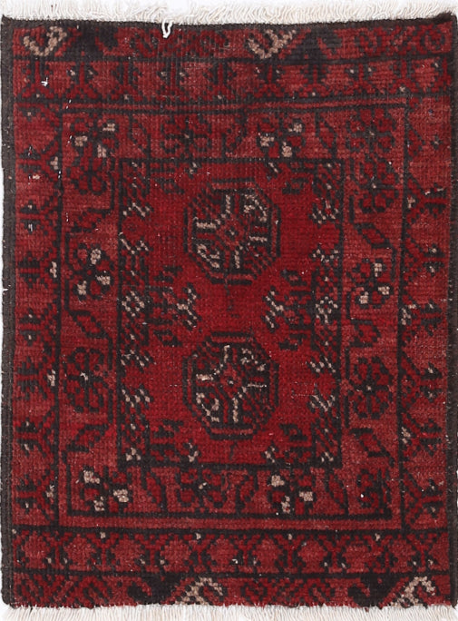 Ivory Hand-Knotted Afghan Tribal Geometric Wool Rug - 1'6" x 2'0"