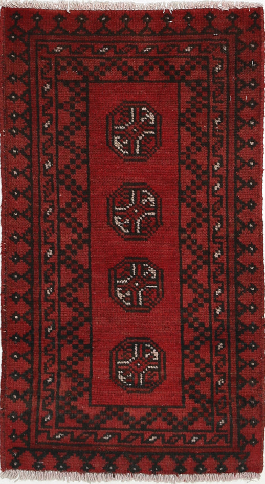 Ivory Hand-Knotted Afghan Tribal Geometric Wool Rug - 1'6" x 2'11"