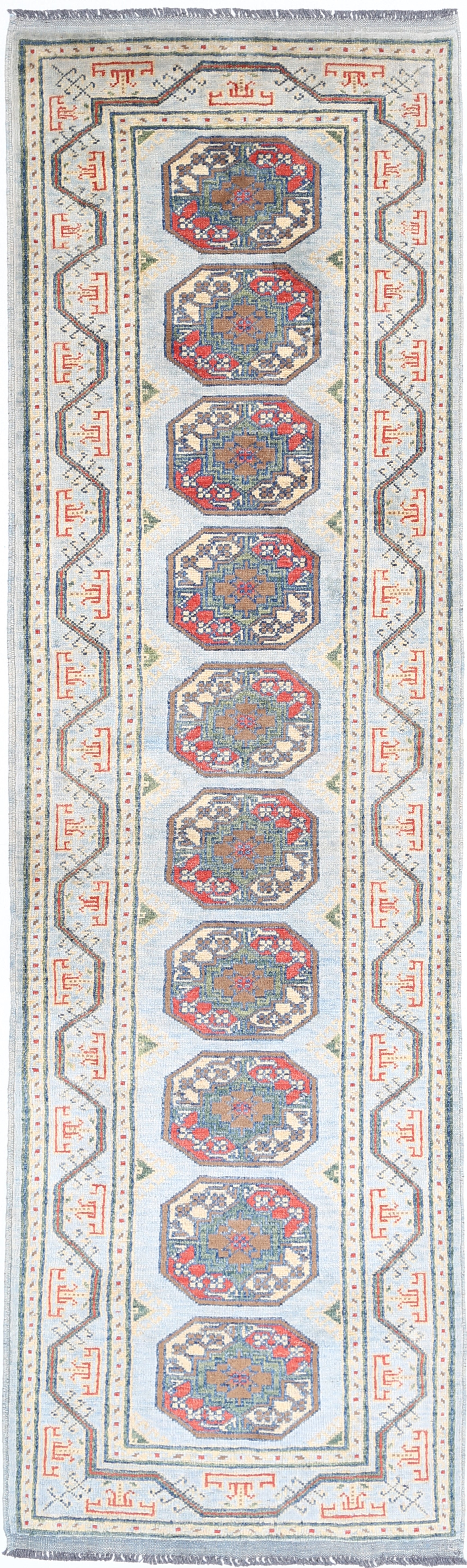 Grey Hand-Knotted Distressed Vintage Wool Rug - 2'8" x 9'9"