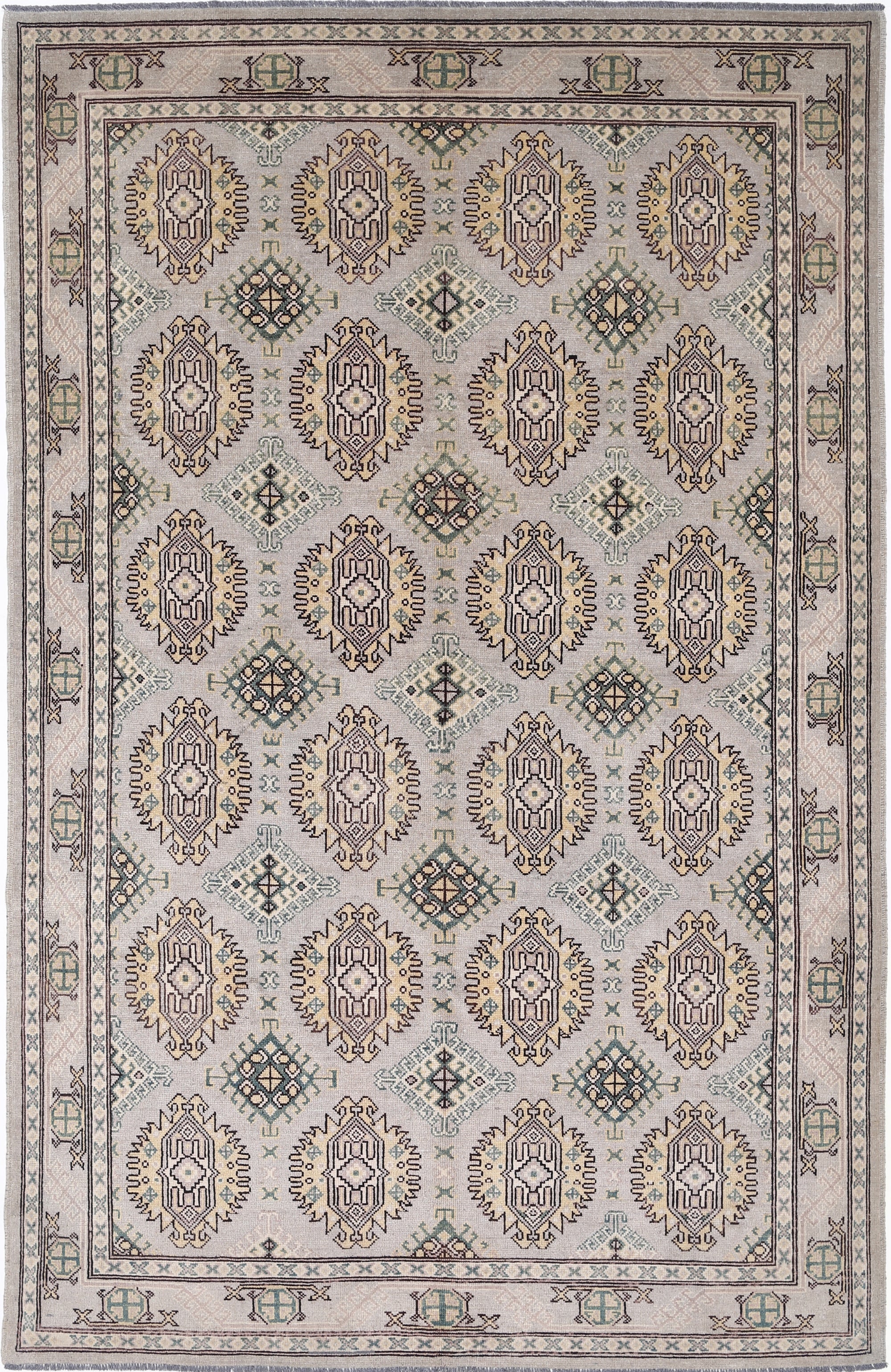 Grey Hand-Knotted Distressed Vintage Wool Rug - 6'10" x 10'7"