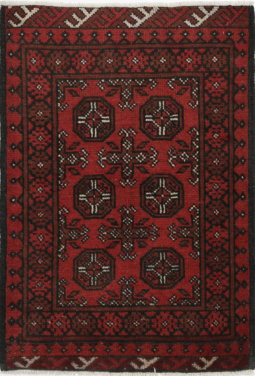 Ivory Hand-Knotted Afghan Tribal Geometric Wool Rug - 2'6" x 3'10"