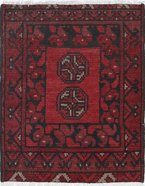 Ivory Hand-Knotted Afghan Tribal Geometric Wool Rug - 1'6" x 2'0"