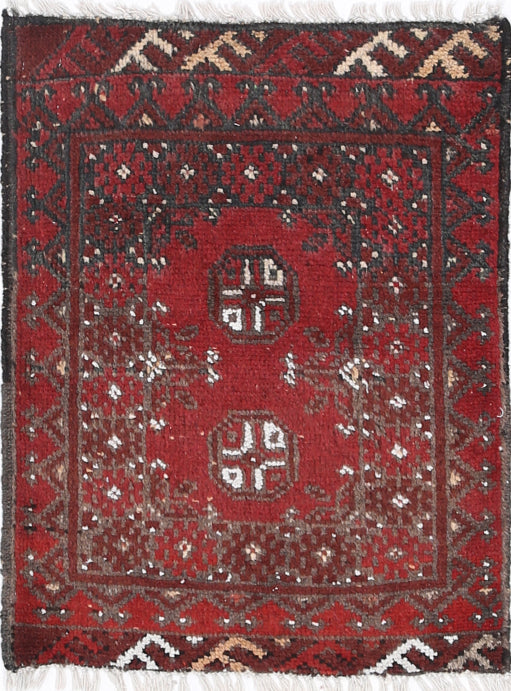 Ivory Hand-Knotted Afghan Tribal Geometric Wool Rug - 1'6" x 2'1"