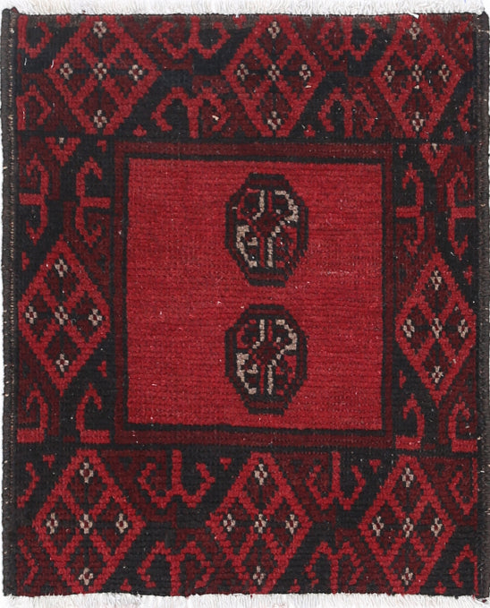 Ivory Hand-Knotted Afghan Tribal Geometric Wool Rug - 1'6" x 2'0"