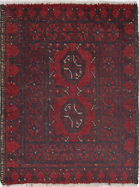 Ivory Hand-Knotted Afghan Tribal Geometric Wool Rug - 1'6" x 2'0"