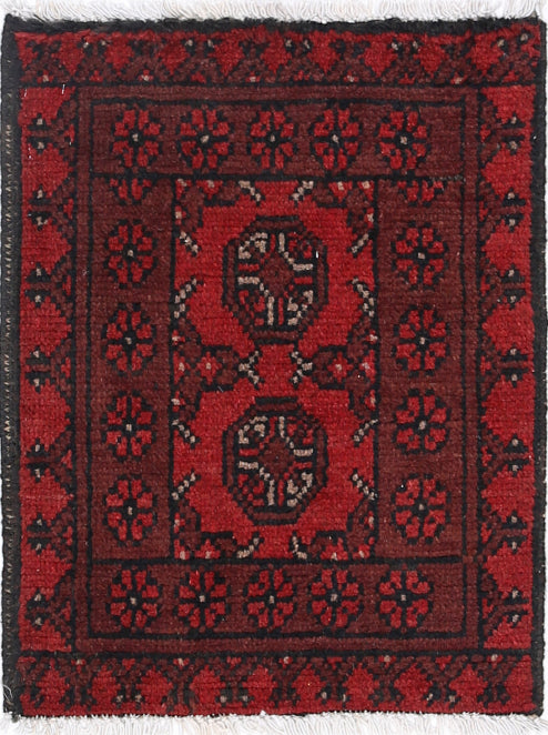 Ivory Hand-Knotted Afghan Tribal Geometric Wool Rug - 1'5" x 2'0"