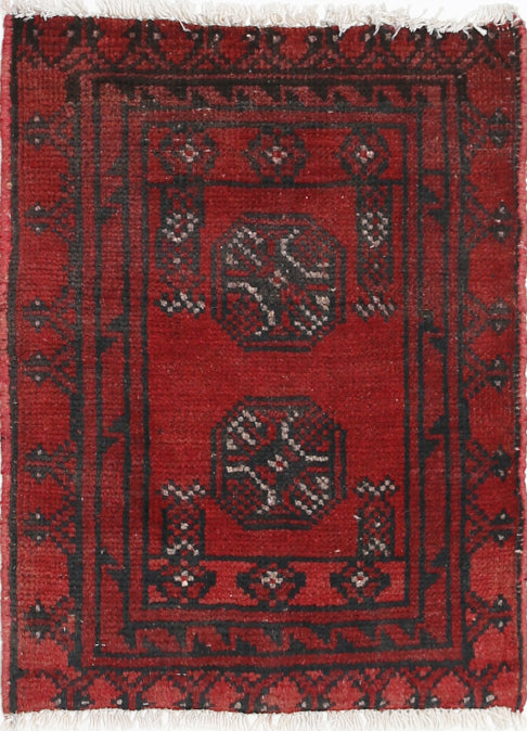 Ivory Hand-Knotted Afghan Tribal Geometric Wool Rug - 1'5" x 2'0"