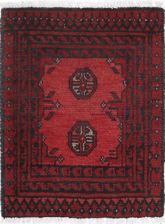 Ivory Hand-Knotted Afghan Tribal Geometric Wool Rug - 1'6" x 2'0"
