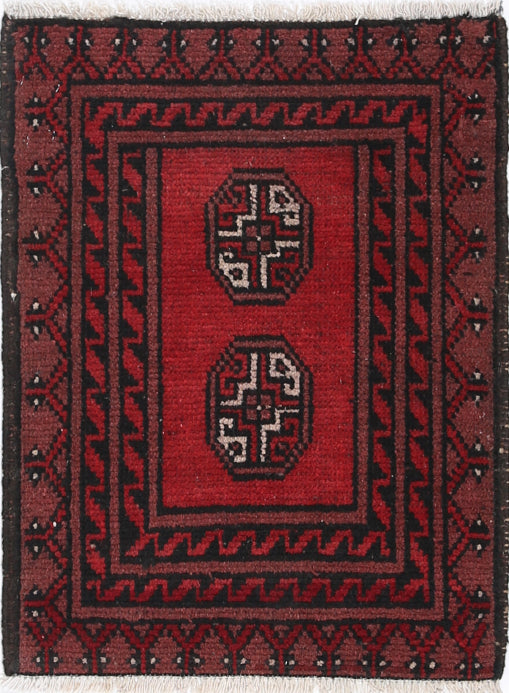 Ivory Hand-Knotted Afghan Tribal Geometric Wool Rug - 1'6" x 2'0"