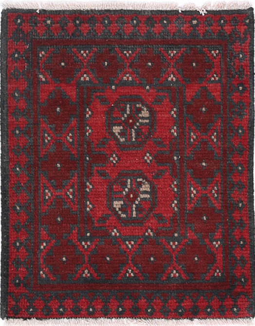 Ivory Hand-Knotted Afghan Tribal Geometric Wool Rug - 1'6" x 2'0"