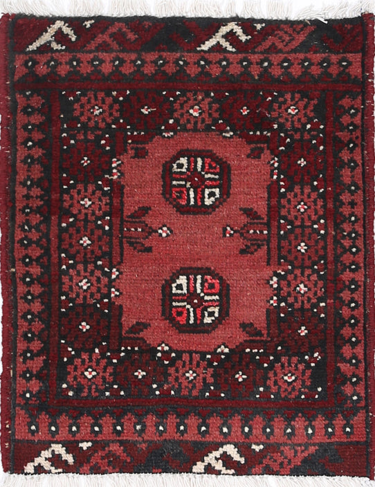 Ivory Hand-Knotted Afghan Tribal Geometric Wool Rug - 1'6" x 2'0"