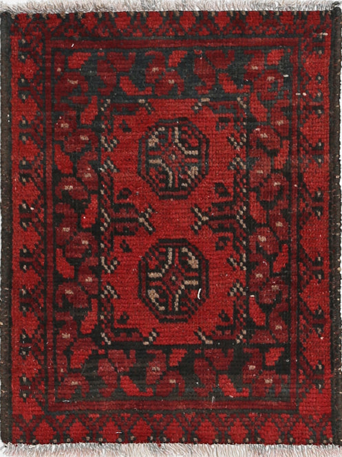 Ivory Hand-Knotted Afghan Tribal Geometric Wool Rug - 1'6" x 2'0"