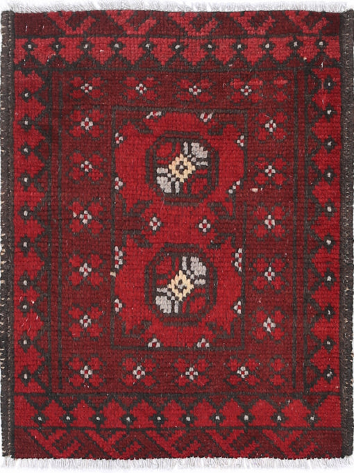 Ivory Hand-Knotted Afghan Tribal Geometric Wool Rug - 1'6" x 2'0"