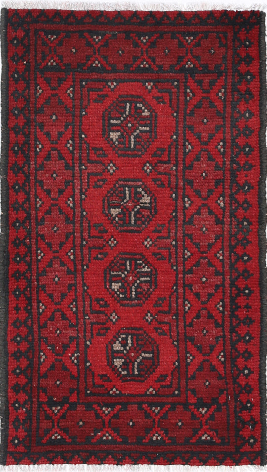 Ivory Hand-Knotted Afghan Tribal Geometric Wool Rug - 1'6" x 2'11"