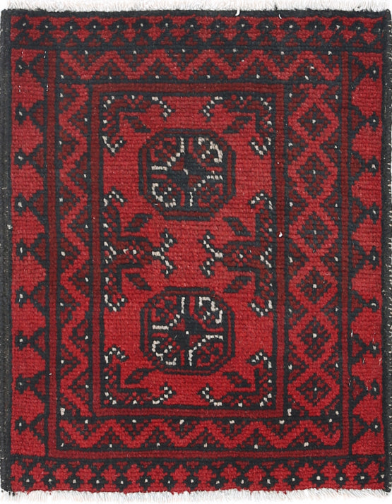 Ivory Hand-Knotted Afghan Tribal Geometric Wool Rug - 1'9" x 2'1"