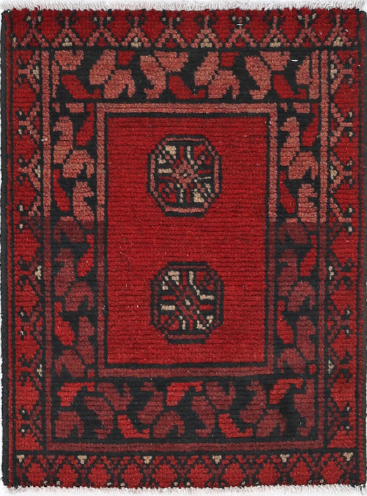 Ivory Hand-Knotted Afghan Tribal Geometric Wool Rug - 1'6" x 2'1"