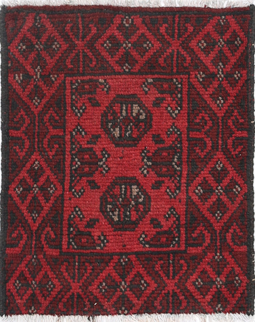 Ivory Hand-Knotted Afghan Tribal Geometric Wool Rug - 1'6" x 1'10"