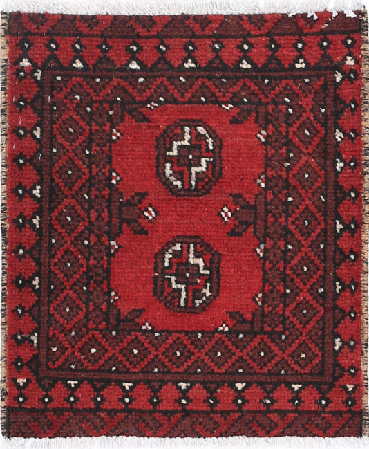 Ivory Hand-Knotted Afghan Tribal Geometric Wool Rug - 1'6" x 1'11"