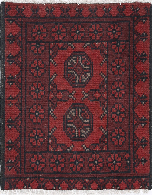 Ivory Hand-Knotted Afghan Tribal Geometric Wool Rug - 1'6" x 1'11"