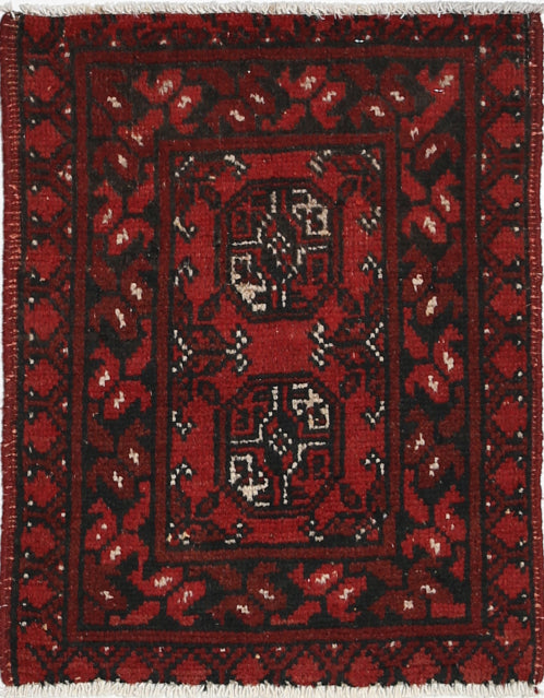 Ivory Hand-Knotted Afghan Tribal Geometric Wool Rug - 1'6" x 2'11"