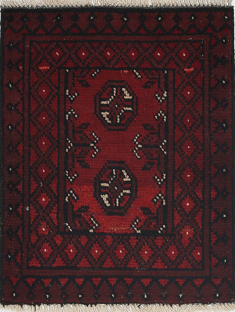 Ivory Hand-Knotted Afghan Tribal Geometric Wool Rug - 1'6" x 2'0"