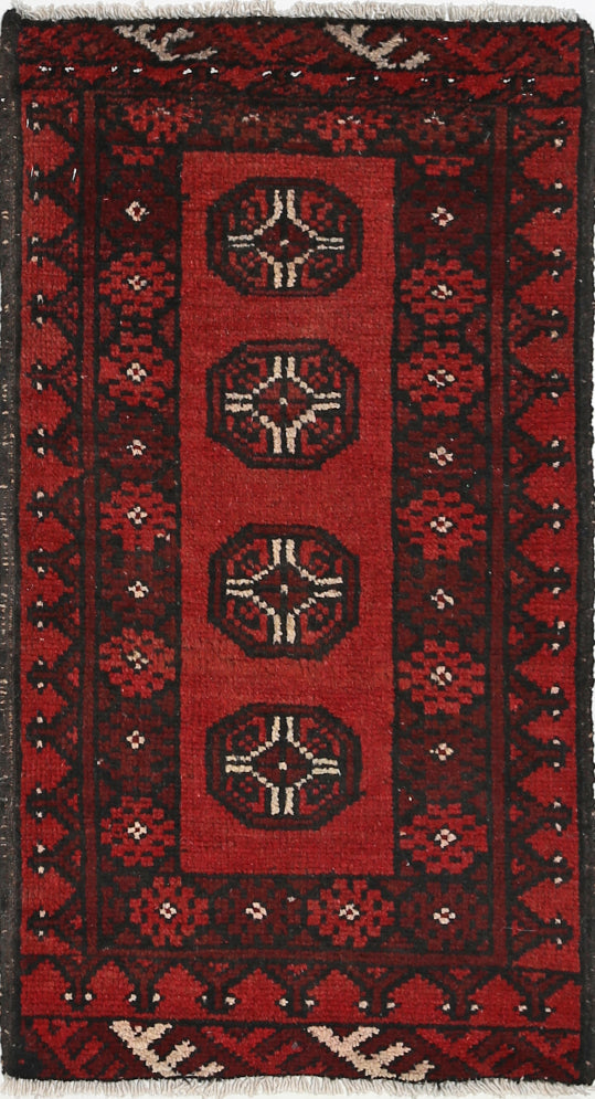 Ivory Hand-Knotted Afghan Tribal Geometric Wool Rug - 1'6" x 3'1"