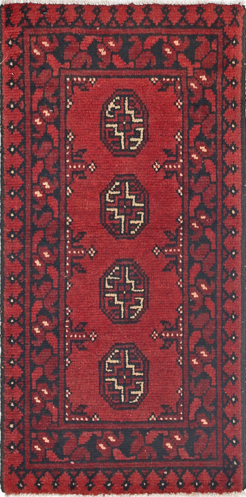 Ivory Hand-Knotted Afghan Tribal Geometric Wool Rug - 1'6" x 3'2"