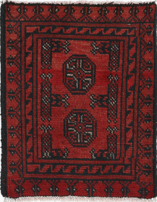 Ivory Hand-Knotted Afghan Tribal Geometric Wool Rug - 1'6" x 2'0"