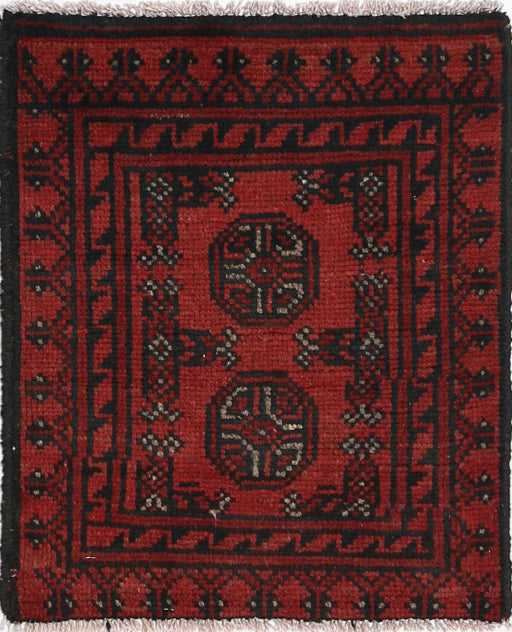 Ivory Hand-Knotted Afghan Tribal Geometric Wool Rug - 1'6" x 2'0"