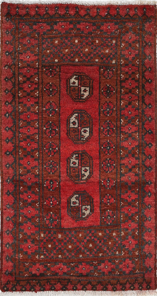 Ivory Hand-Knotted Afghan Tribal Geometric Wool Rug - 1'7" x 3'0"