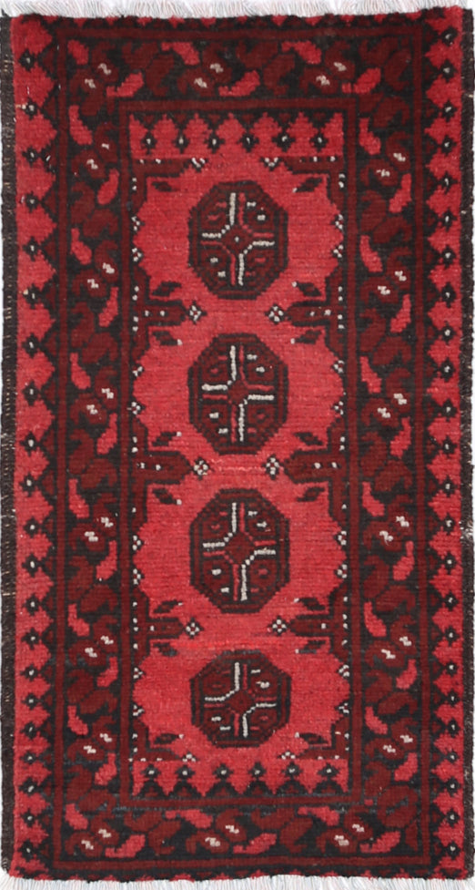 Ivory Hand-Knotted Afghan Tribal Geometric Wool Rug - 1'6" x 3'1"