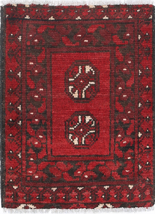 Ivory Hand-Knotted Afghan Tribal Geometric Wool Rug - 1'5" x 2'0"
