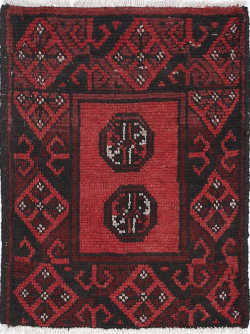 Ivory Hand-Knotted Afghan Tribal Geometric Wool Rug - 1'5" x 2'0"