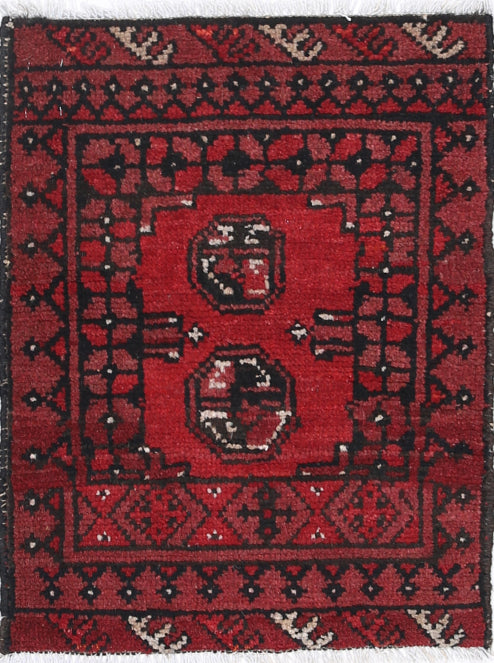 Ivory Hand-Knotted Afghan Tribal Geometric Wool Rug - 1'6" x 2'1"