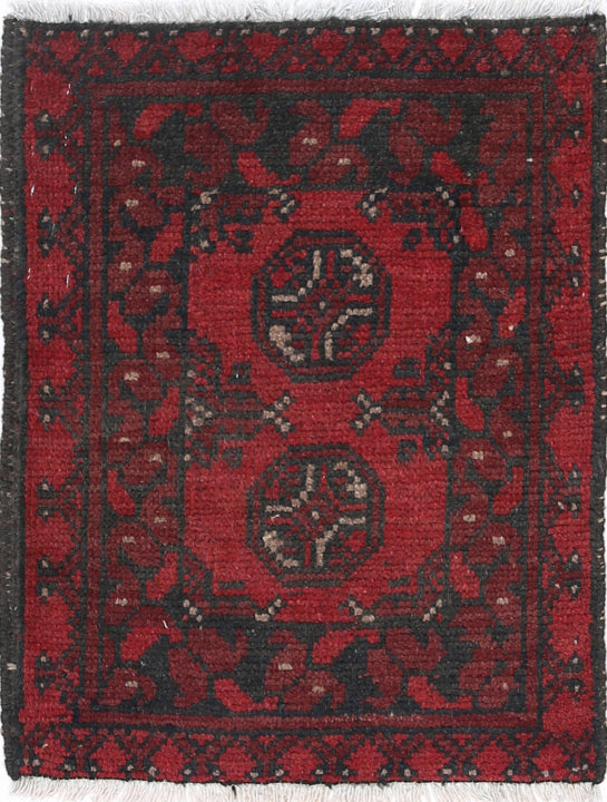 Ivory Hand-Knotted Afghan Tribal Geometric Wool Rug - 1'6" x 2'1"