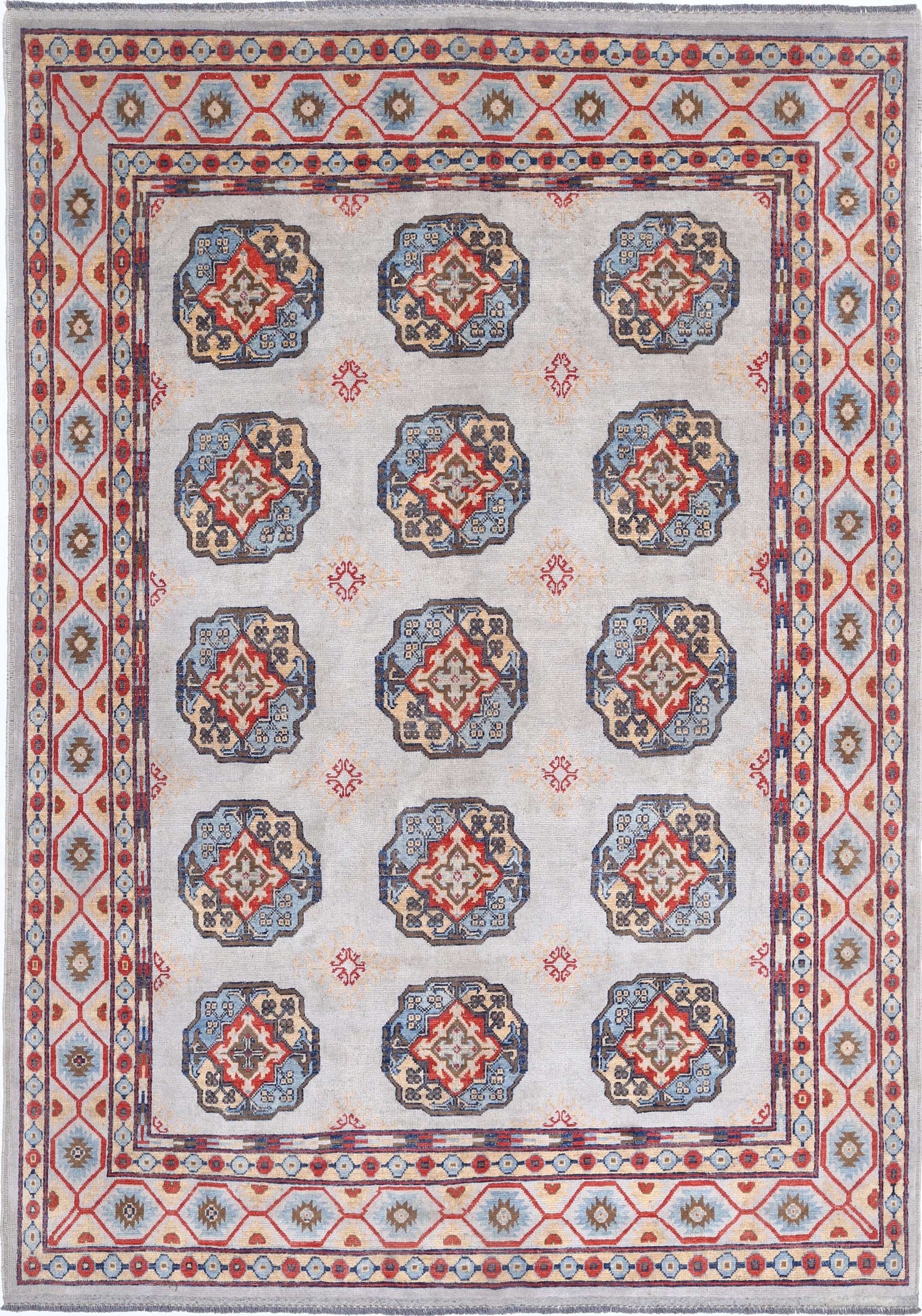 Grey Hand-Knotted Distressed Vintage Wool Rug - 6'6" x 9'2"