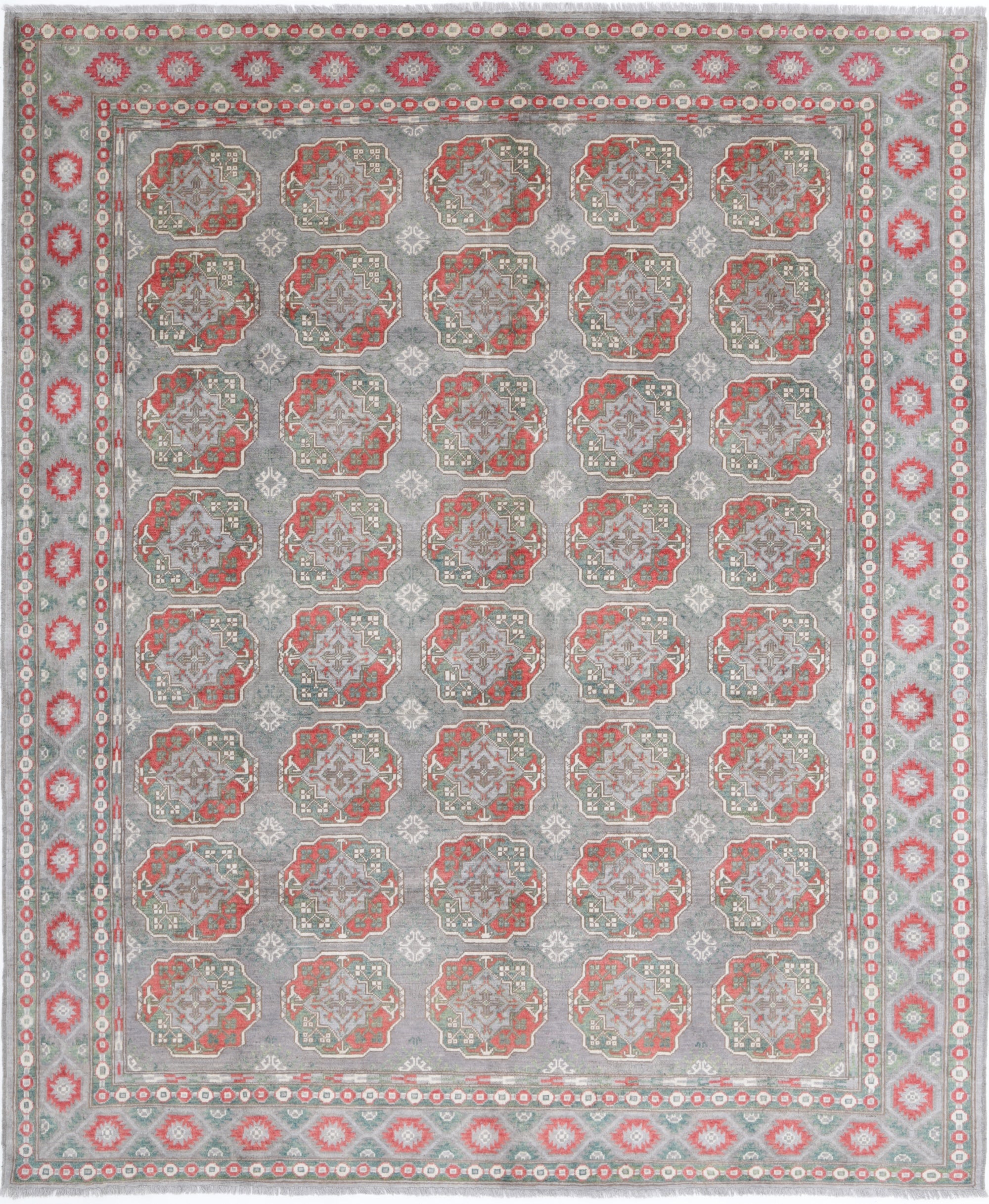 Grey Hand-Knotted Distressed Vintage Wool Rug - 8'4" x 10'0"