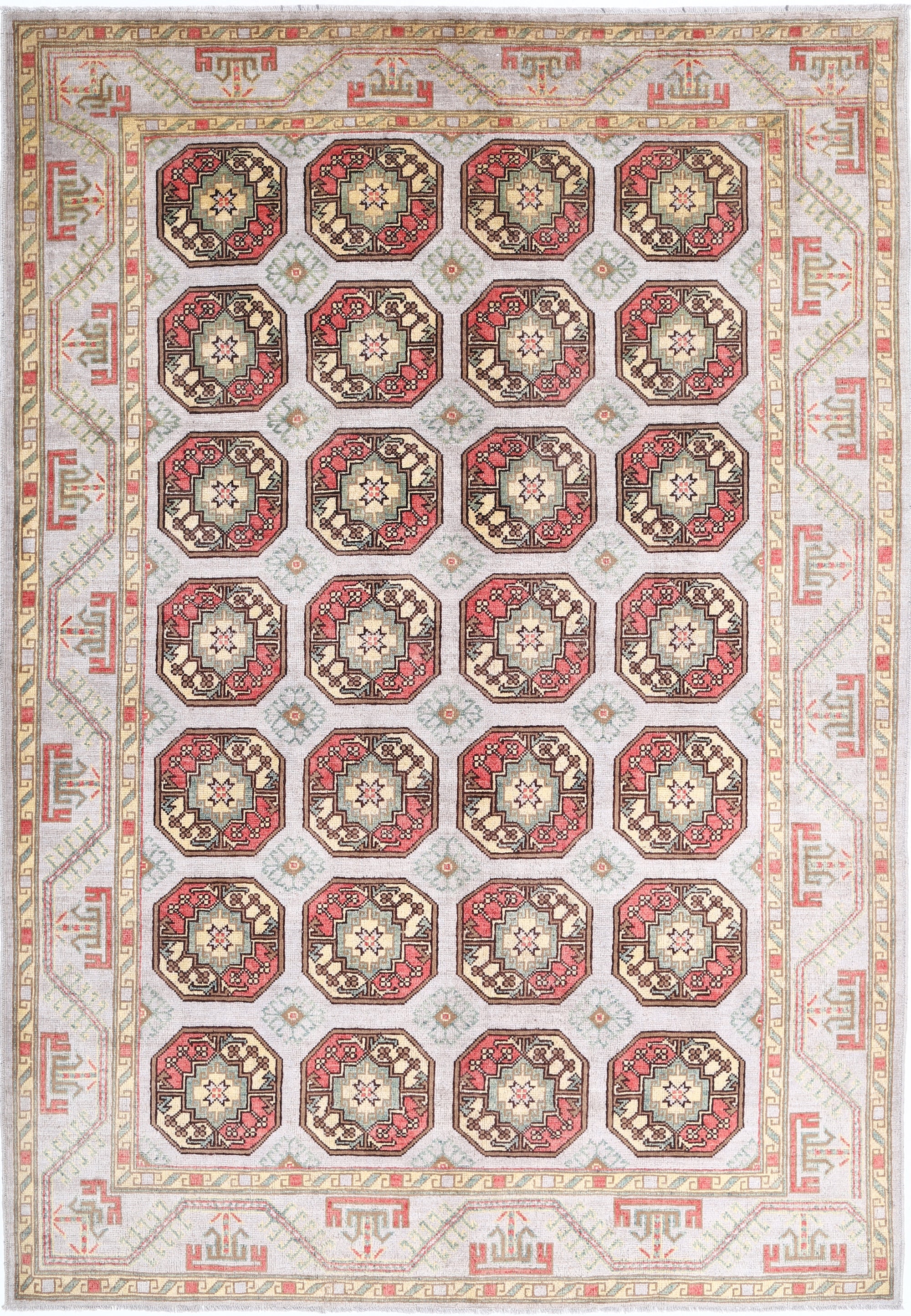 Grey Hand-Knotted Distressed Vintage Wool Rug - 6'8" x 9'8"