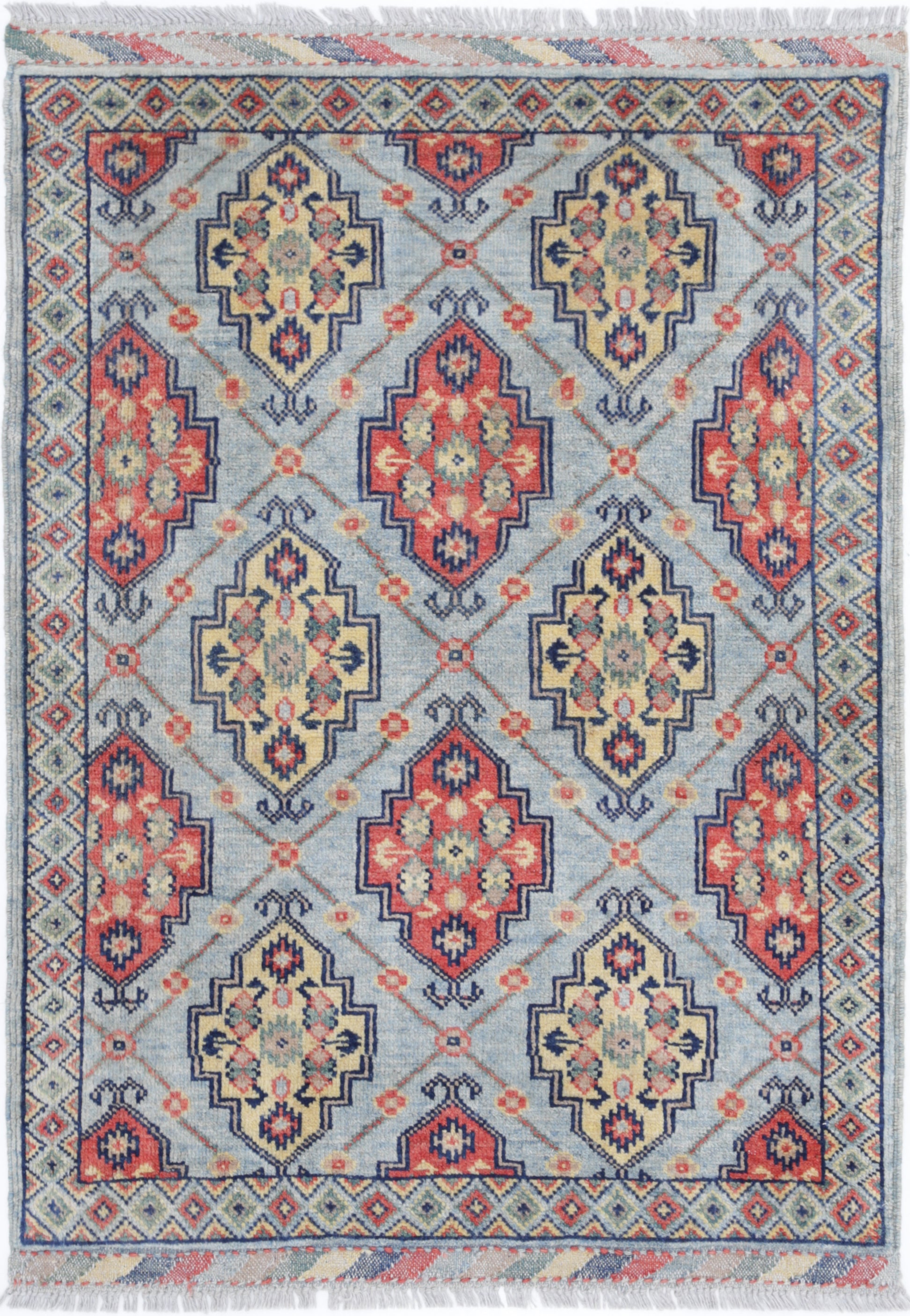 Grey Hand-Knotted Distressed Vintage Wool Rug - 2'10" x 4'0"