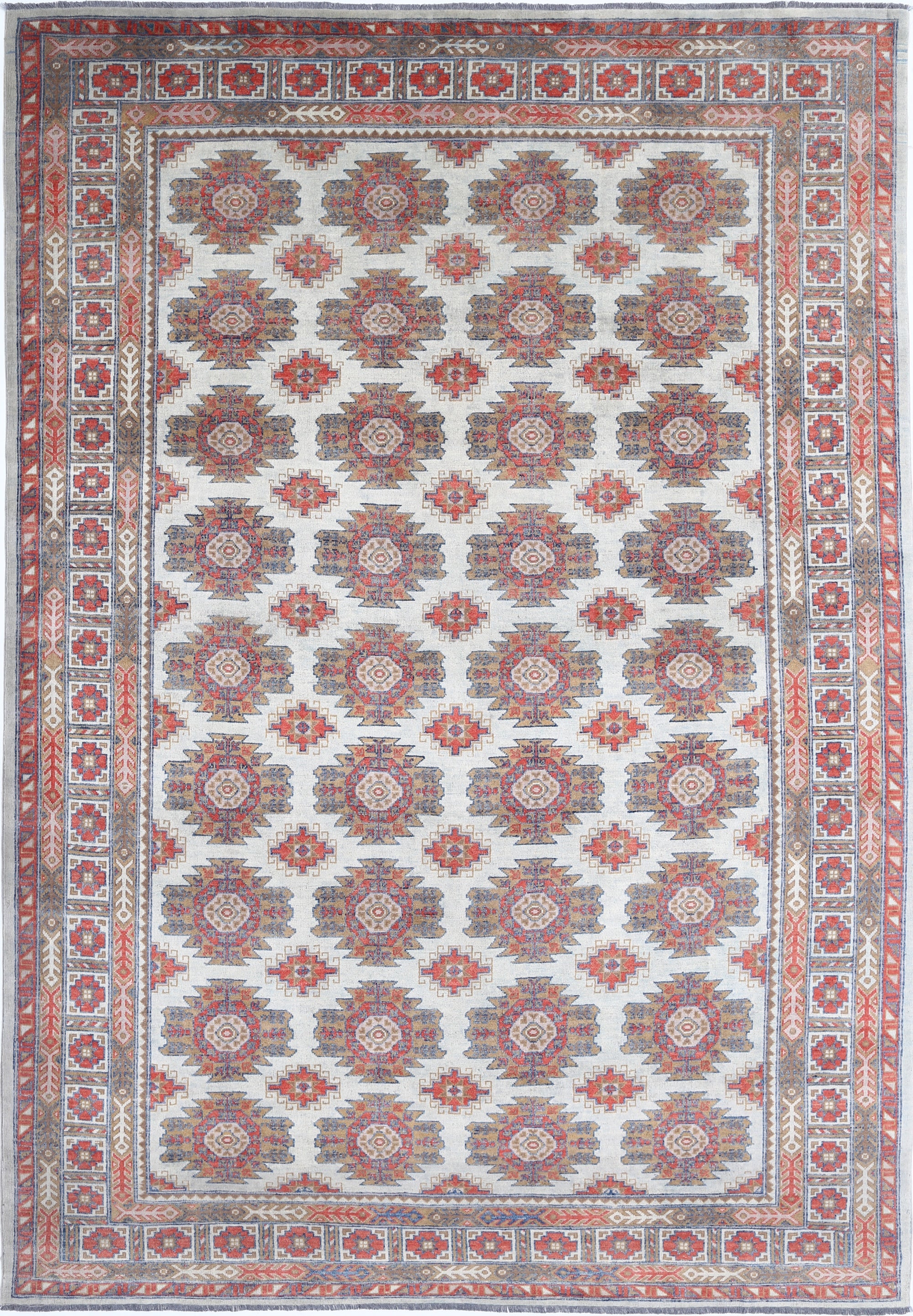 Blue Hand-Knotted Distressed Vintage Wool Rug - 8'1" x 11'9"
